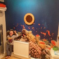 Custom underwater bathroom wall murals printed in UK
