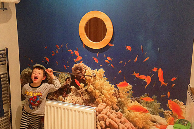 Custom underwater bathroom wall murals printed in UK