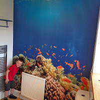 Underwater scene fish & coral reef wallpaper mural