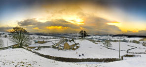 Storiths snow sunset Wallpaper mural
