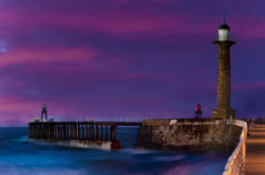Whitby peir and sky Wallpaper mural