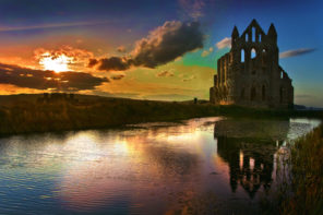 whitby abbey sunset Wallpaper mural