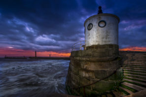 whitby dawn over north pier Wallpaper mural